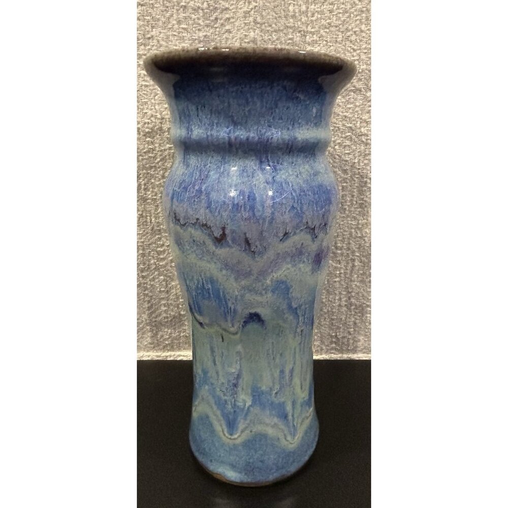 Ken Merrick OA Galleries Studio Art Pottery Vase Bohemian Unique Blue 9 3/8” - Picture 6 of 14